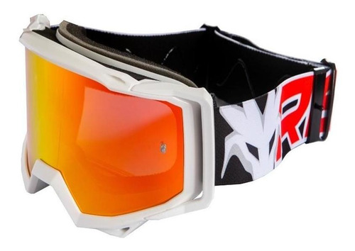 Oculos Motocros Trilha Enduro Lente Espelhada Storm Red Drag Cor Da Armação Branco Cor Da Lente Amarelo Tamanho Único