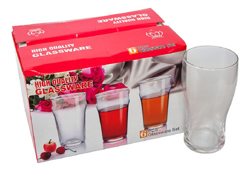 Vaso Vidrio Cerveza 580 Cc Set X 6 Unidades Goldsky