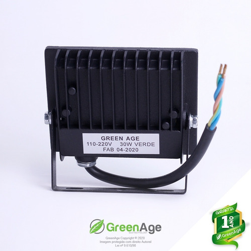 Refletor Led Verde Smd 30w Prova D´água Bivolt