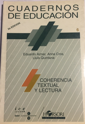 Libro Coherencia Textual Y Lectura E. Aznar, A. Cros, (Usado)