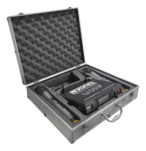 Sistema Inalámbrico Uhf De 2 Micrófonos De Mano Jzg-38-hu Color Negro