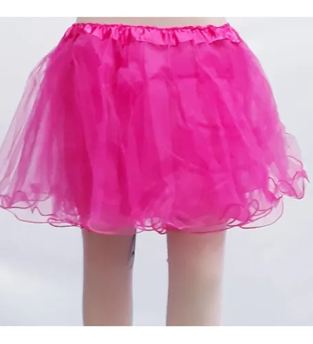 Saia De Tule Tutu Infantil Pink 30cm C Forro E Acabamento