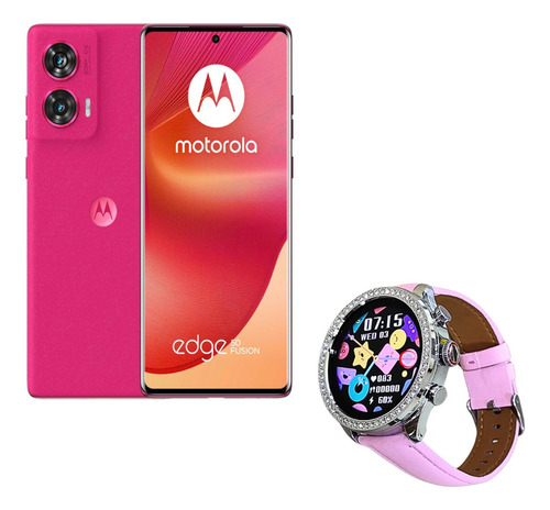 Combo Motorola Edge 50 Fusion Rosa + Smartwatch Bossney Ws Gs83
