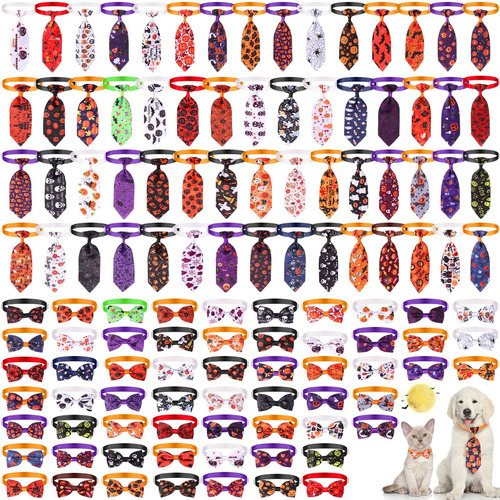 120 Piezas De Halloween Para Mascotas, Corbatn Para Perro, C