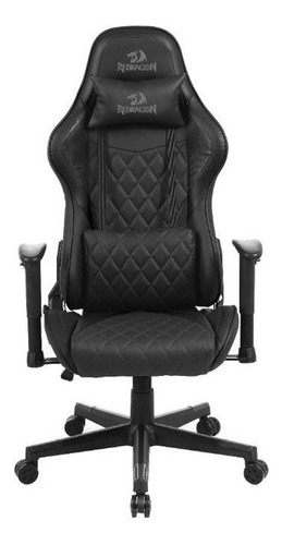 Silla de escritorio Redragon Gaia C211 gamer ergonómica  negra con tapizado de cuero sintético