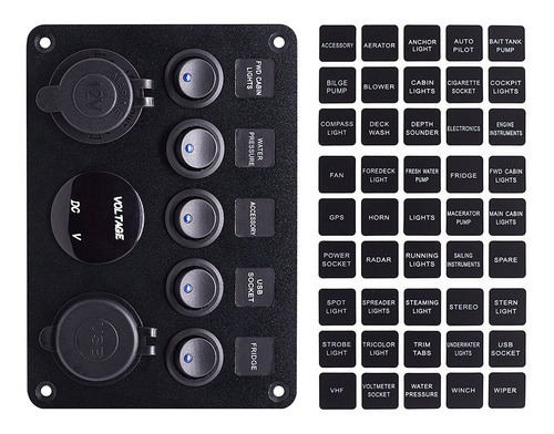 Imagen 7 de 8 de Le Switch Panel 2usb 12v Para Coche Barco Marina Rv Truck Ca
