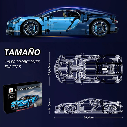 Juego De Construcción De Modelo Veyron V16 En Bloques 1:8 Color Azul Marino