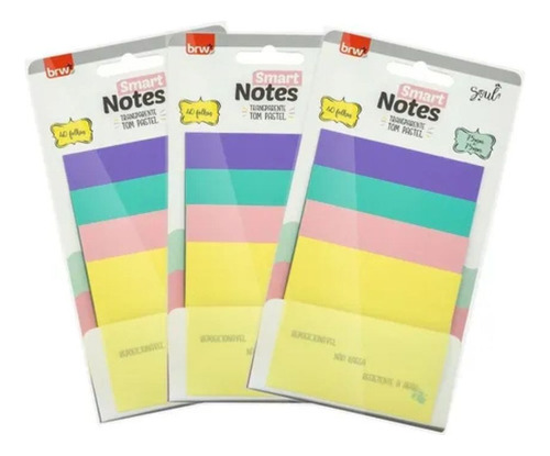 Notas Adhesivas Transparente Brw Colores Smart Notes Set X3 Pastel