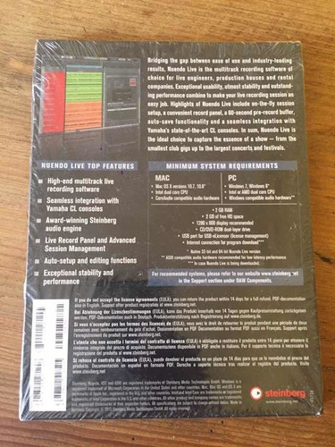 Nuendo Live Para Grabacion Multi Track, Usb Licencia