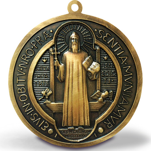 Medalla Sello San Benito Bendito 8cm 7 Metales C/enviograti 