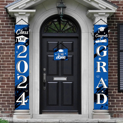 Pancarta Decorativa Colgable De Graduacion Color Azul 3 Pzas