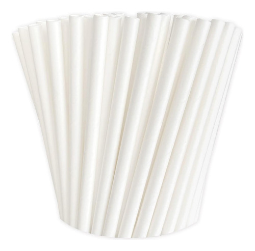 100 Pajitas De Papel Biodegradables Blancas A Granel Para Su