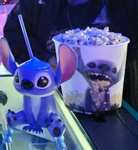 Combo Vaso Pochoclera Pelicula Lilo Y Stitch Azul