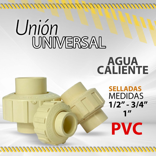 Unión Universal Cpvc Beige Agua Caliente 1/2 - 3/4 - 1 PuLG
