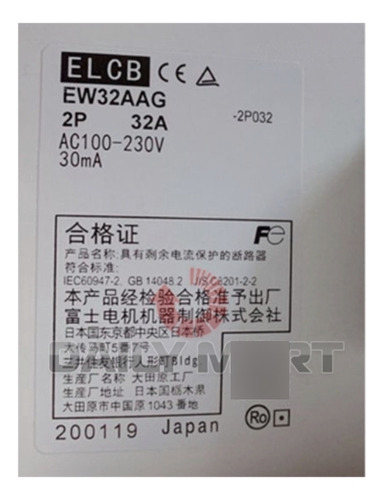 New In Box Fuji Ew32aag Residual-current Circuit Breaker Ssv