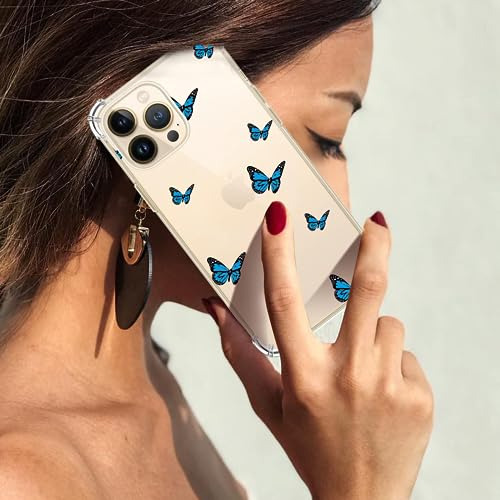Funda Para iPhone 14 Pro Max Transparente With Azul Butterfl