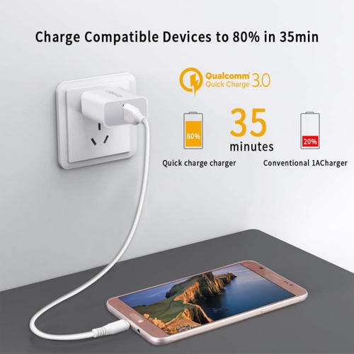 Imagen 4 de 6 de Cargador Qc3.0 De Carga Rapida Eseekgo Tipo C Color Blanco