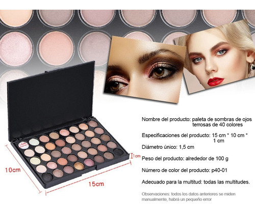 Imagen 3 de 7 de Paleta De Sombras De Ojos De Maquillaje De 40 Colores