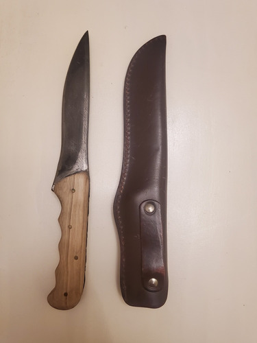 Cuchillo Artesanal De Damasco Con Funda De Cuero Andersen 