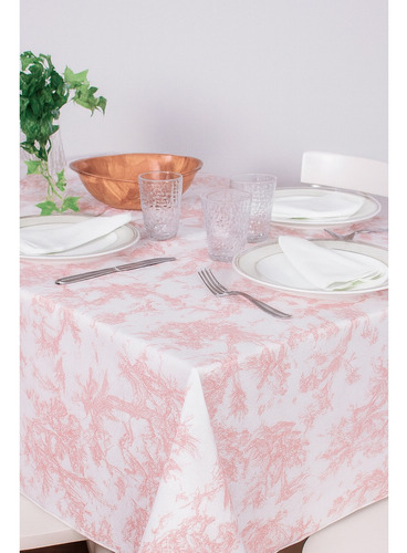 Toalha Mesa Quadrada Em Jacquard Toile De Jouy 2,5m X 2,5m