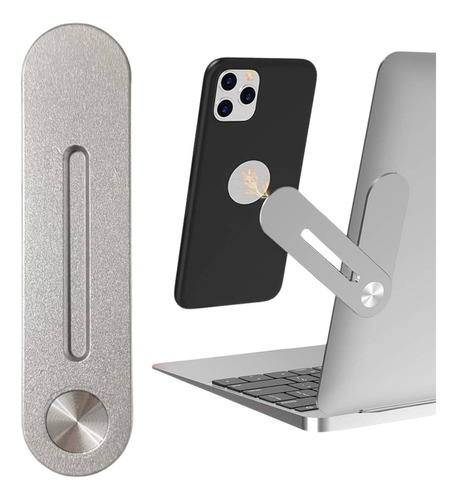 Suporte magnético de alumínio para celular, laptop, notebook, tablet, cor prata