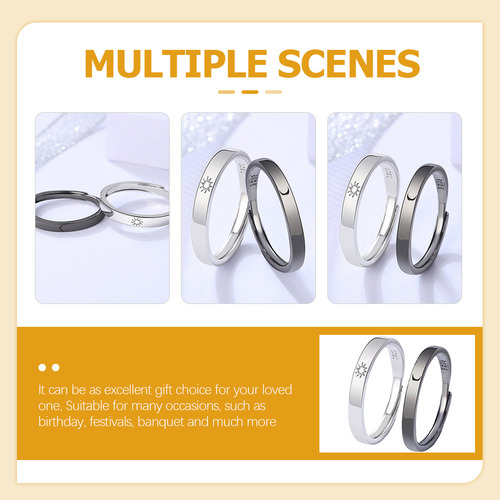Anillos De Pareja Ajustables De Sol Y Luna Para Ella Y Él