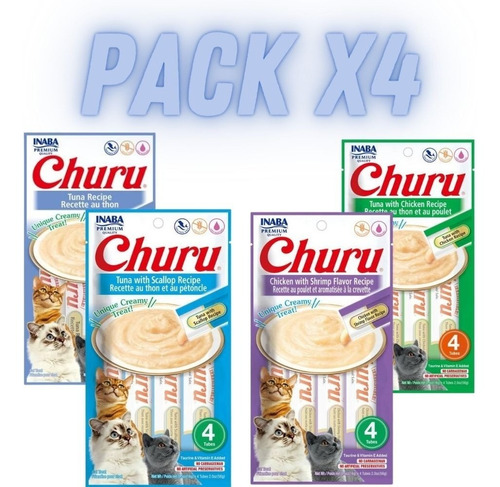 Churu Gato Sobres De 4 Tubos - Sabor A Elección - Pack X 4