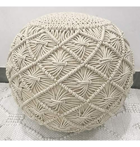 Puff De Algodón Hecho Mano Diseño De Macramé, Mueble...