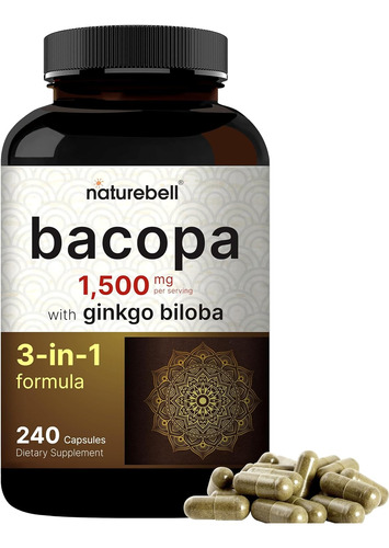 Bacopa Monnieri Cápsulas Con Ginkgo Biloba, 1,500 Mg Prime