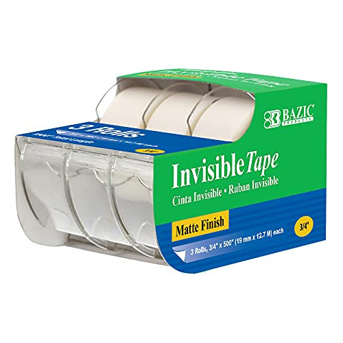 Cinta Invisible Bazic Dispensador 3/4  X 500 , Rollos D...