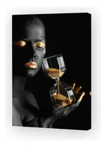 Comprar Cuadro 16x24cm Mujer Oro Con Reloj De Arena Ojos Labios