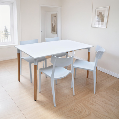 Combo Comedor Eames Mesa 1,20 X 80 Y 4 Sillas Mare Blanco Liso