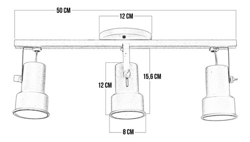 Imagem 6 de 8 de Lustre Spot Trilho Em Alumínio Triplo 3 Direcionável E27 Led