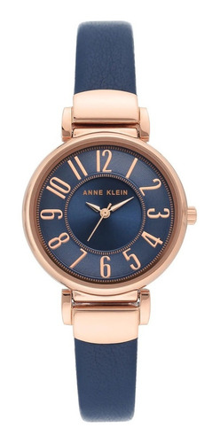 Reloj Mujer Anne Klein Correa De Piel 30 Mm Ak/2156nvrg Color de la correa Azul marino Color del bisel Rosa dorado Color del fondo Azul marino