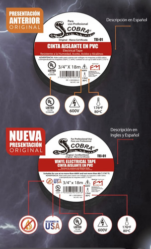Teipe Cobra Caja De 100unidades