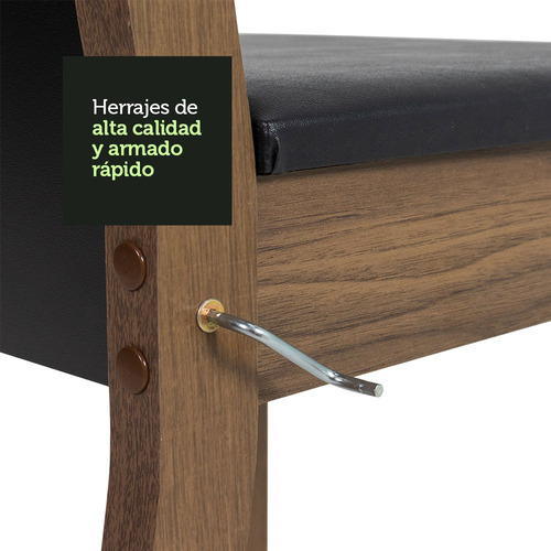 Juego De Comedor Madesa Perla Con 4 Sillas Marrón/negro