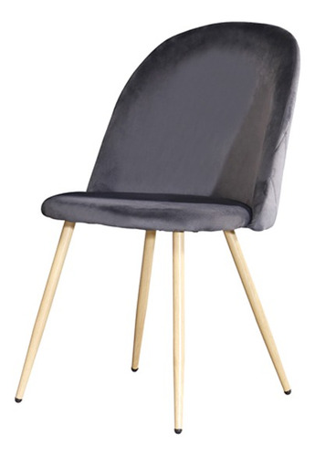 Silla Cheers Tapizada Gris Oscuro Pata Simil Madera Emuebles