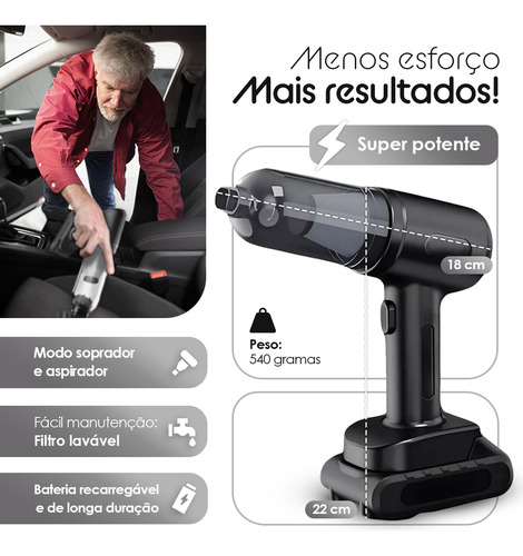 Aspirador Automotivo Portátil Super Potente Recarregável