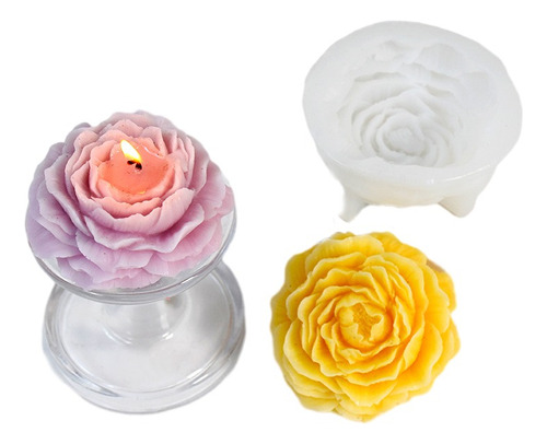 2pcs Molde De Silicón Para Hacer Velas De Flor Peonia