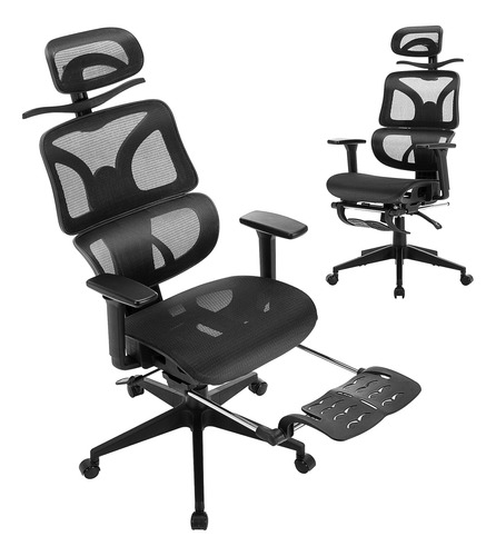 Vecelo Silla De Oficina Giratoria Ergonomica De Malla Con Re