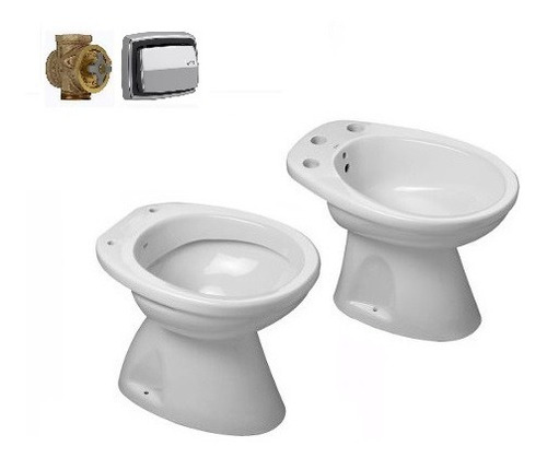 Set Completo Sanitarios Inodoro Bidet Válvula De Descarga