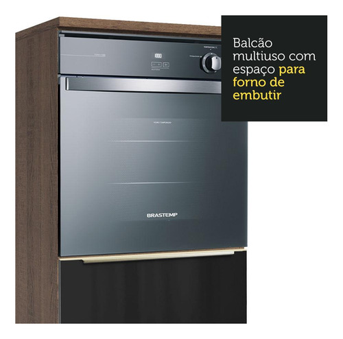 Mueble Para Horno Y Microondas Madesa Lux Con Encimera Mn Color Rustic/Negro
