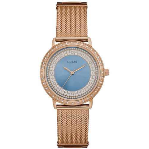 Relógio Feminino Guess 92288lpgdra6 Rosê Visor Azul