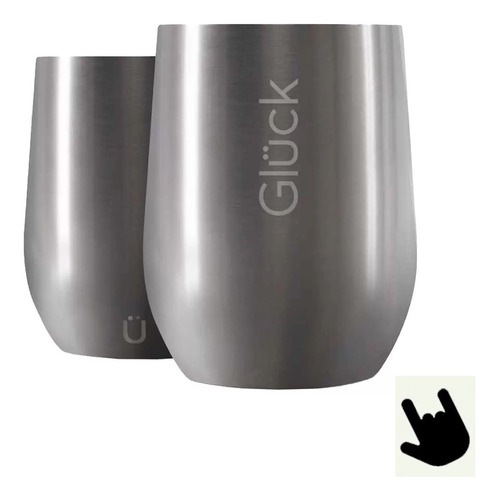 Copo Termico Gluck Whisky Spirit Silver Steel Aço Inox 354ml