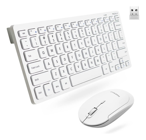 Teclado+ Mouse Macally Inalámbricos Pequeño/blanco