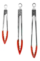 Comprar Set X 3 Pinzas Gastronomica  Cocina Punta Silicona Roja