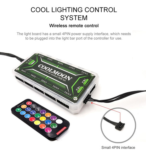 Placa De Luz Rgb Coolmoon, Panel Lateral G, Fuente De Alimen