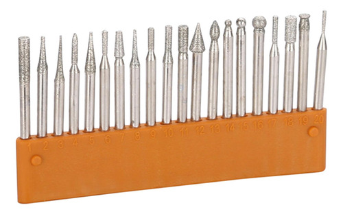 20 Piezas Diamond Burr Grabado Herramienta Broca Kit Burrs