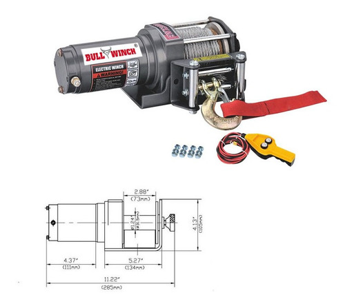 Malacate Eléctrico Vehicular 12v - 3000 Lbs 1361 Kg Con Polea De Reenvio. Bull Winch® Original. 12 Años En Argentina. Di