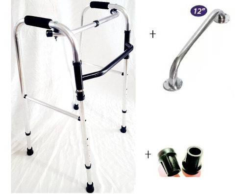 Caminador Fijo Adulto Aluminio Plegable+apoyo Sanitario 12 P